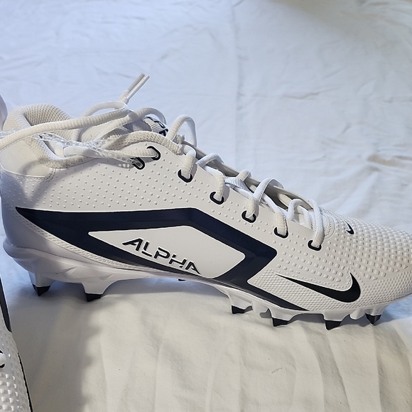 Nike Alpha Menace 4, White and Midnight Blue Men's Football Cleats - Picture 6 of 12